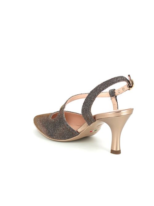 decolleté con tacco da donna in tessuto glitterato bronzo NERO GIARDINI | E307010DE327